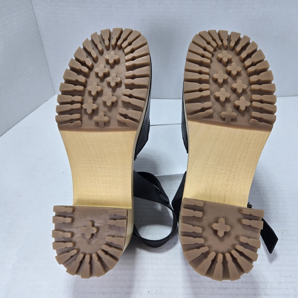 MIA Kaolib Black Leather Women's 3" Wooden Mule Clogs Size 10 - Picture 9 of 10